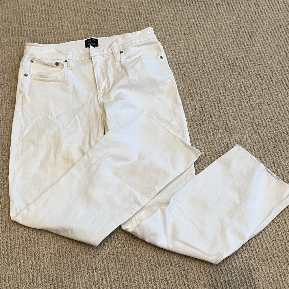 JCrew Factory Midrise Crop Flare White Denim Jeans